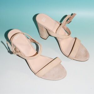 BP Tan Suede Strap Heels